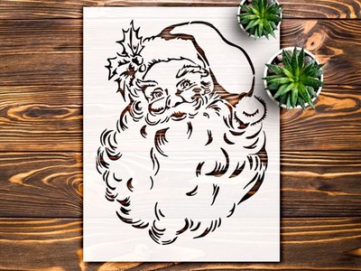 Friendly Santa Claus Stencil Design for Artistic Holiday Decor - StencilAir