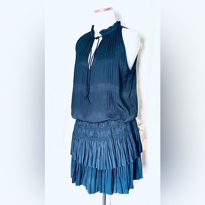 Pookie & Sebastian Clio Pleated sleeveless dress Medium Blue