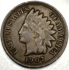 1907 Indian Head Cent Penny Fine Condition 1c One Cent US Coin- 1263