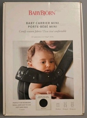BABYBJORN Baby Carrier Mini - Cotton - Black - 0-1 Years 7-25 Lbs - NEW