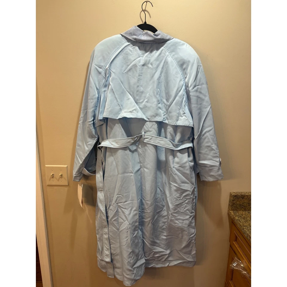 NWT Terry Lewis Classic Luxuries Light Blue Double Breasted Trench Coat Size 1X - Image 3 of 4