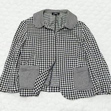 00s tricot COMME des GARCONS Round Collar Jacket Gingham Check Black and White
