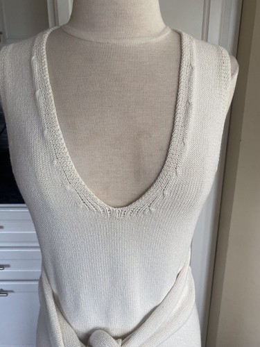 Sportmax Max Mara Ivory Knitted Sleeveless Runway Pencil Dress - Picture 3 of 13