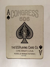 Antique “Beacon Light” ACE OF SPADES Playing Card,Congress 606, c.1908