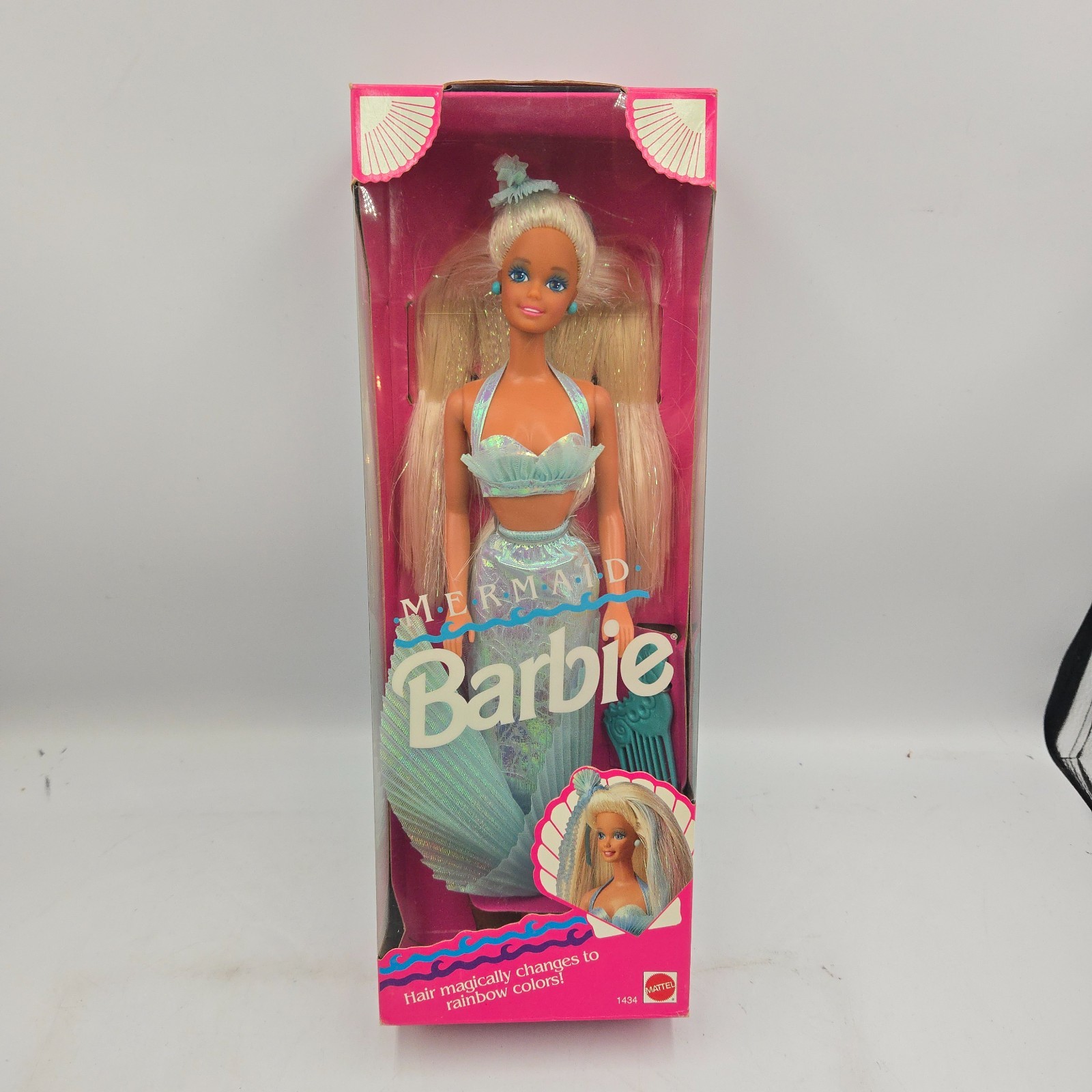 1991 Mermaid Barbie Hair Changes To Rainbow Colors Nrfb #1434