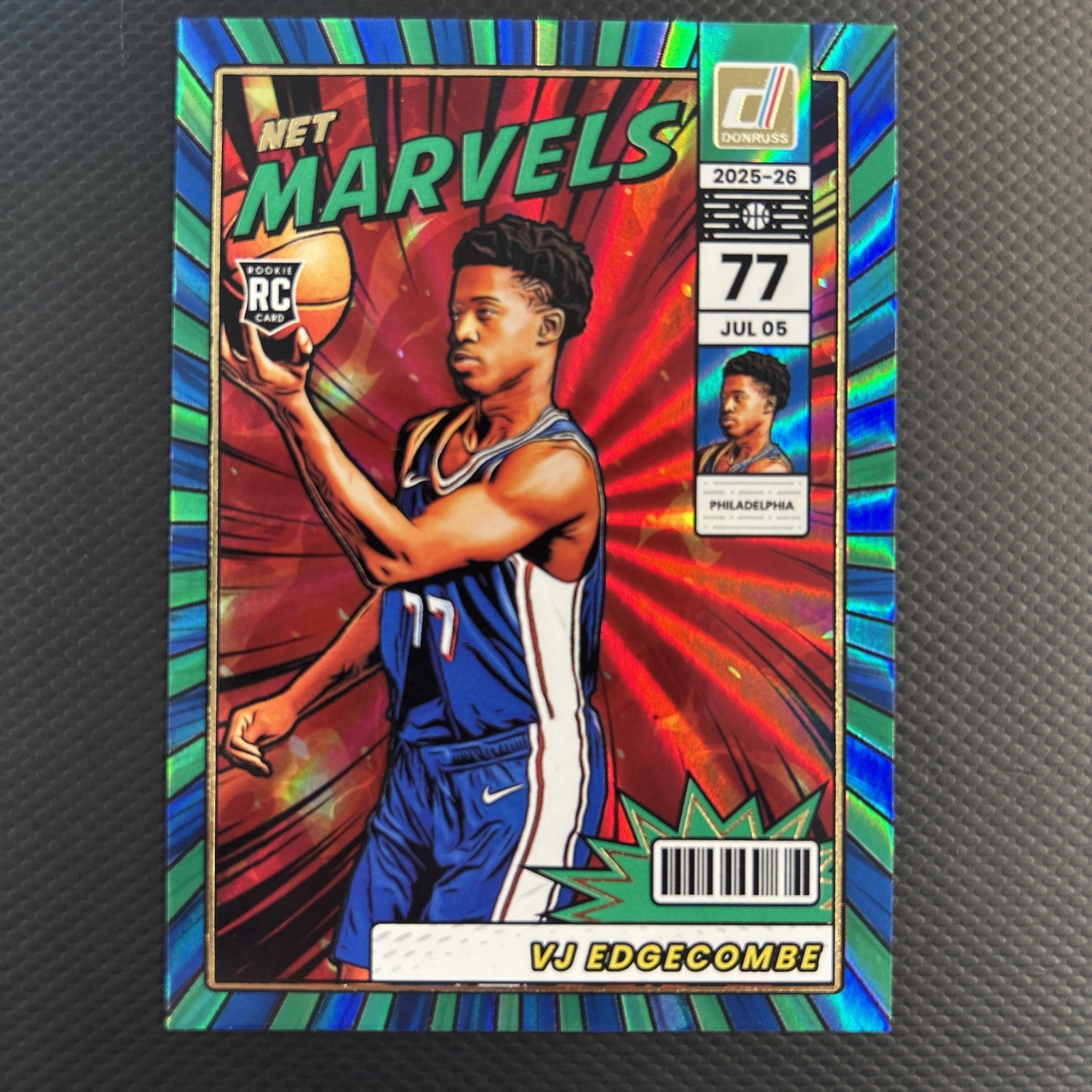 2025-26 Panini Donruss Net Marvels VJ Edgecombe #10 Green Foil