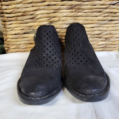 Geborene Nanna Damen-Stiefeletten 8 schwarz Veloursleder abgenutzt perforiert - Bild 3 von 9
