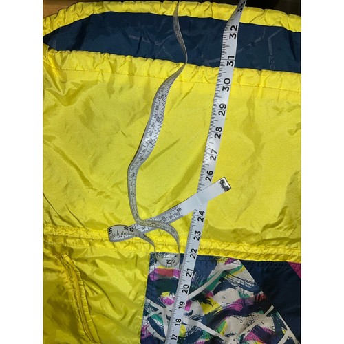 Vintage Spyder Jacke leichter Windbreaker Kapuze mehrfarbig gelb hell XL - Bild 16 von 16
