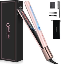 IG INGLAM Titanium Flat Iron Hair Straightener, Infrared Curling 1 Pink 