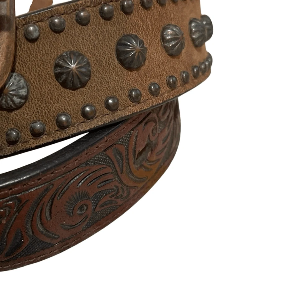 3D-ремень винтажный детский кожаный ручной работы/с заклепками медный ремень с пряжкой - Изображение 4 из 4
