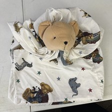 Vintage Blue Jean Teddy Bear with Plush Diaper Stacker HTF