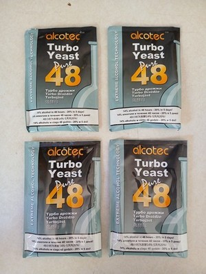 Lot 4 Packs Alcotec Turbo Yeast Pure 48 Alcohol Fermenting Yeast 135g  Moonshine