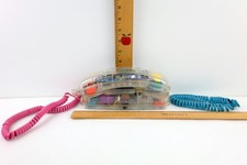 Vtg Conair Phone Clear Transparent Sw205 Corded Telephone Tested w/Blue & Pink