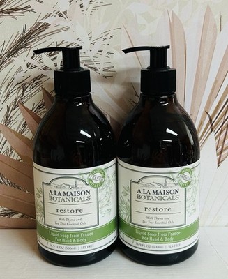 2-Pack A La Maison Botanicals ~ Thyme & Tea Tree Oil Hand & Body Wash 16.9 oz