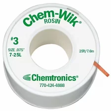 Chemtronics 7-25L Desoldering Wick, 25 Ft., 7, Copper, Rosin