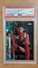 2020 Topps Chrome F1 Charles Leclerc IV Aqua 75/99 PSA 9