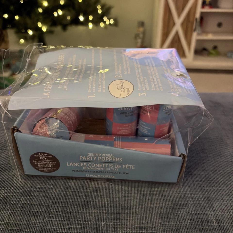 Cañones de fiesta de revelación de género “¡Es un niño!” 6 cañones de confeti azul Foto 4 de 4