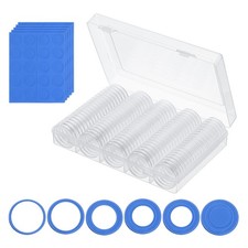 Coin Snap Holder, 100 Pack Round with Organizer Box Fit 17/20/25/27/30mm, Blue