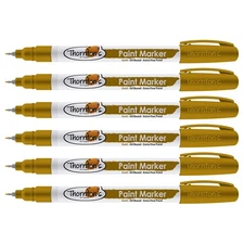 Thornton's Art Supply Oil-Based Paint Marker, Extra Fine, Gold Ink, 6 Count