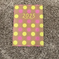 2025 polka dotsCover Planner And Agenda 32 Pages 6.75” X 9.5” Inches Paperboard
