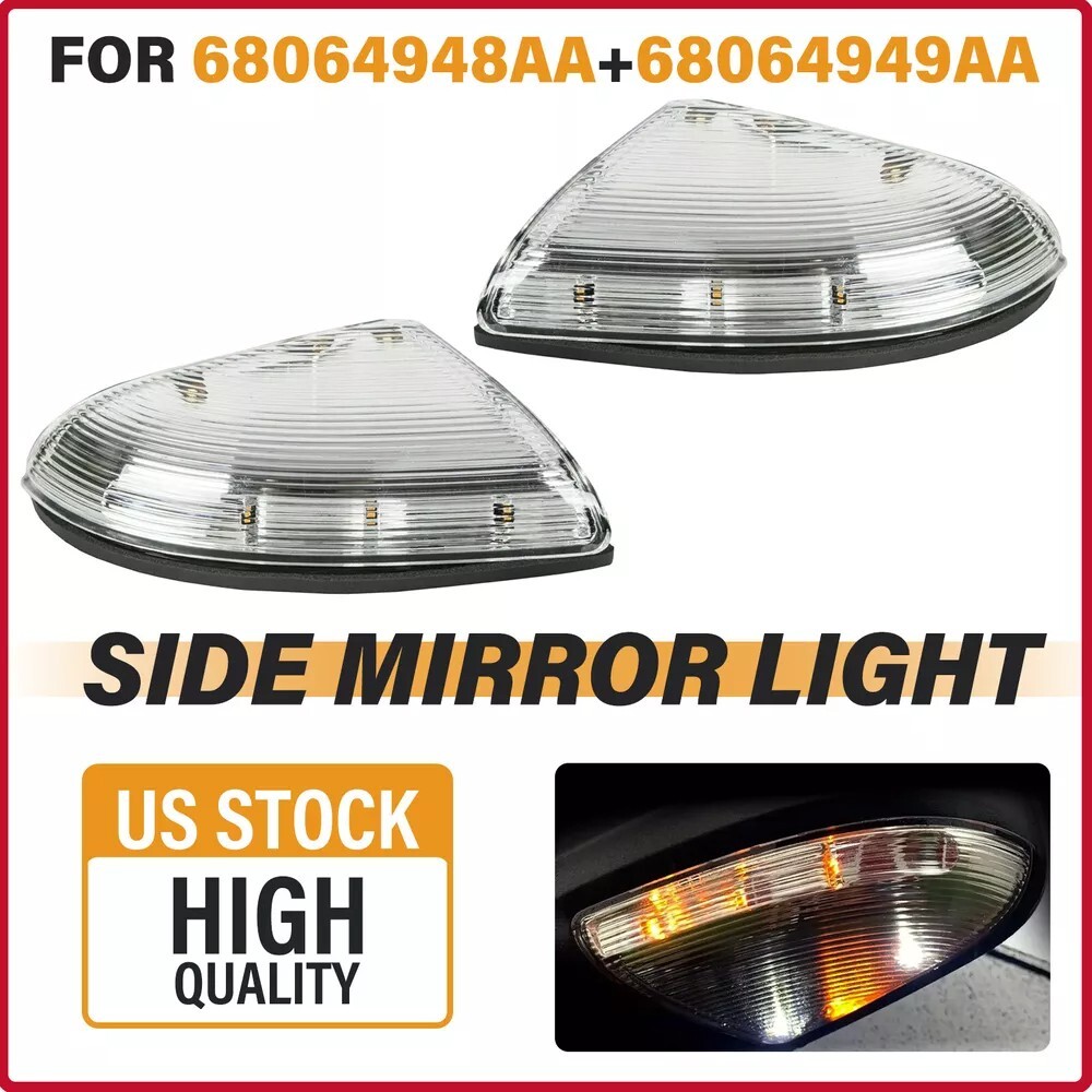 Side Mirror Turn Signal Lights Puddle Lamps LH+RH For 09-14 Dodge Ram 1500 2500
