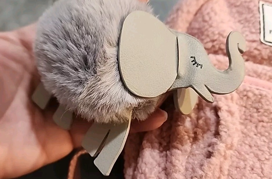 Ivory Ella Sherpa Fleece Mini Backpack With Elephant  display picture 1