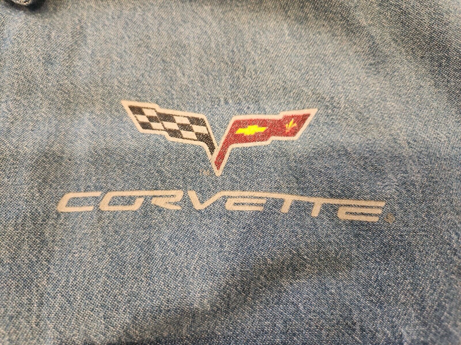 Corvette Denim Button Up Shirt L Preowned Double … - image 14