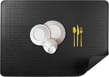 Golener Silicone Large Dish Drying Mat - 28" x 28"L x 20"W, Black 