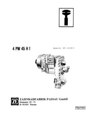 Zahnradfabrik Passau ZF Hydromedia 4 PW 45 H 1 Transmission Service Manual Shop