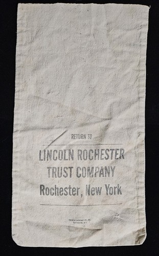 Linoln Rochester New York Trust Company Bank Canvas Money Bag