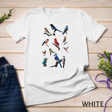 Garden Birds Cardinal Blue Jay Hummingbird Robin Wren Finch Unisex T-shirt