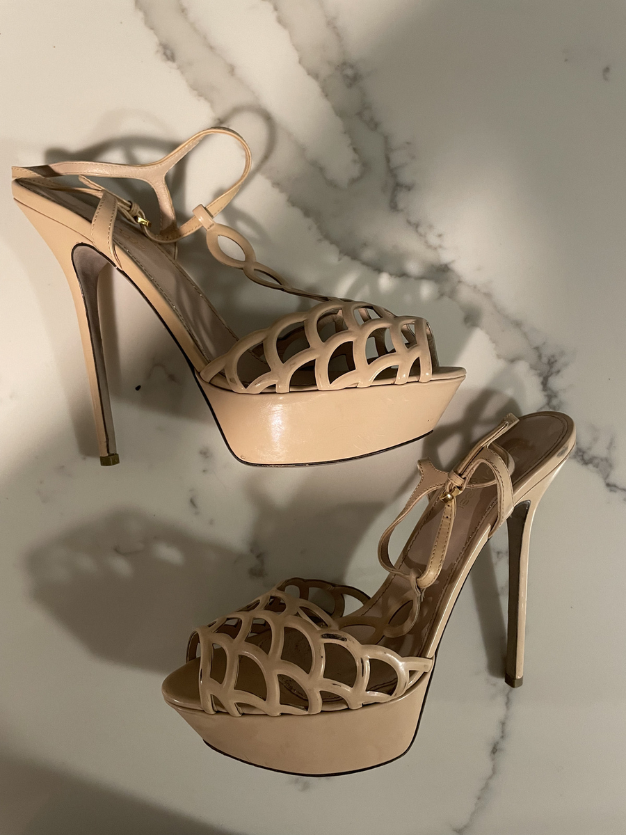 Sergio Rossi Vero Cuoio Platform Heels Size 40 | eBay