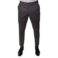DOLCE & GABBANA Pants Dark Gray Mid Waist Dress Men Trouser IT48/W34/M 1500usd