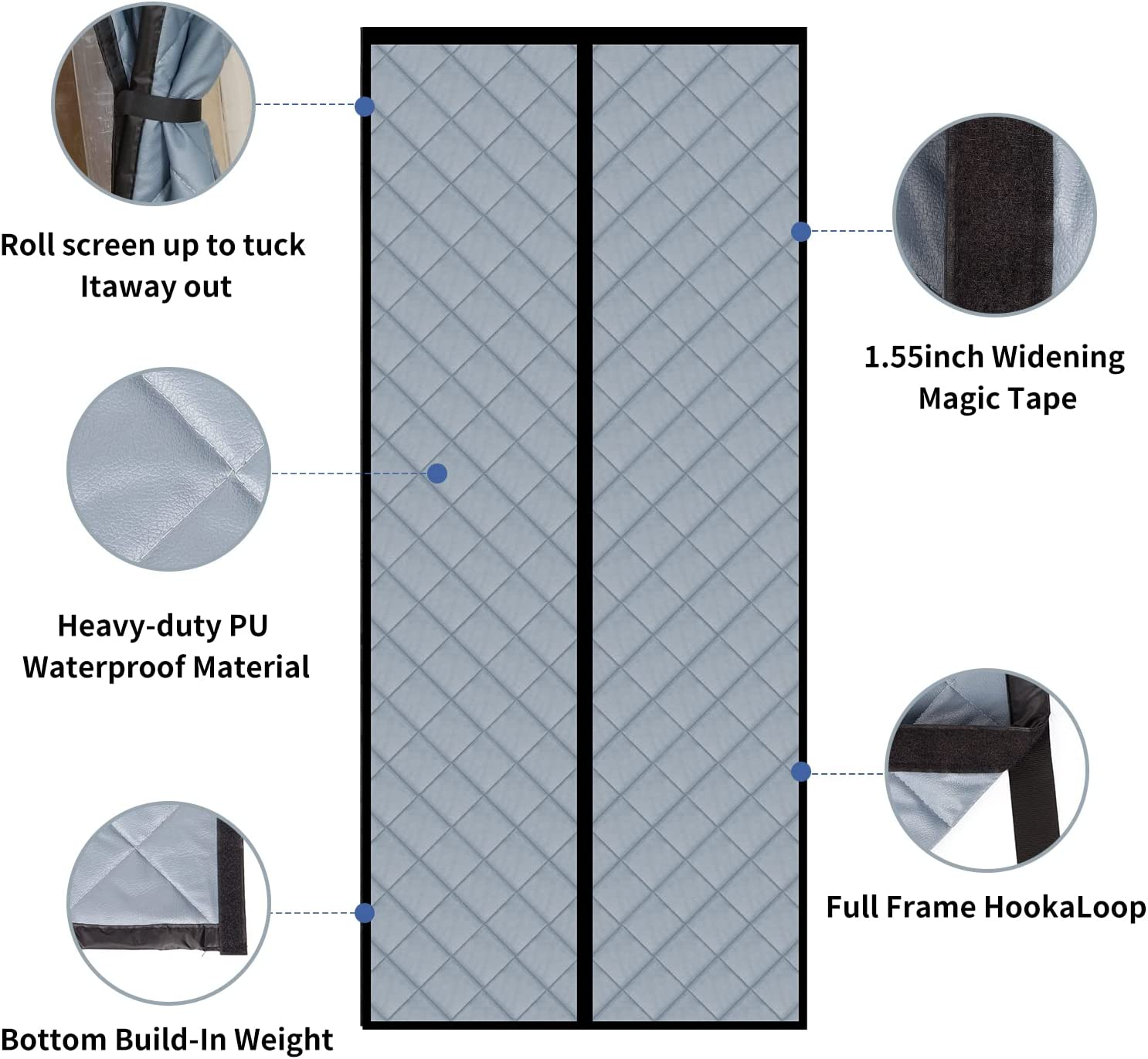 Thermal Insulated Door Curtain Thickened, PU Material Hands