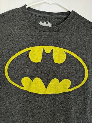 Batman T shirt Med DC Comics Licensed Bat Logo Gray | eBay