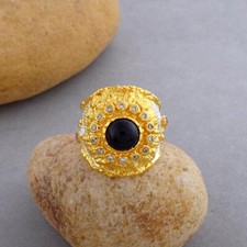 Black Onyx Ring Silver 925 Gemstone Jewelry Gift Natural Sterling Plated Gold