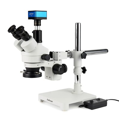 AmScope 3.5X-90X Trinocular Stereo Boom Microscope+4K 8MP HDMI Camera+144 LED