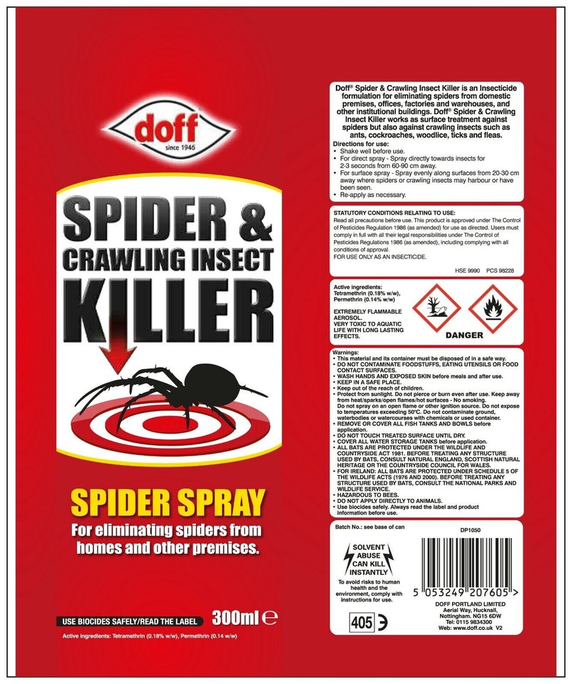 SPIDER KILLER SPRAY 200ML CREEPY CRAWLY PEST CONTROL INSECT BUG ...