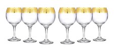 Gold Rimmed Wine Goblets Greek Key Pattern - 9 oz. Lead Free Glasses 6-pc