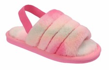 Ladies Slippers Fluffy Mules Furry Open Toe Fur Womens Shoes Sandals Slingback