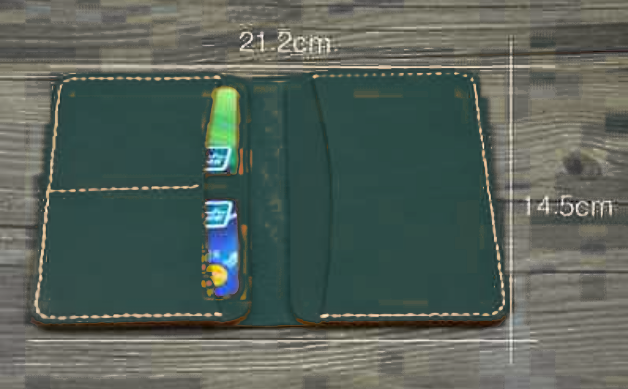 Green Cow Leather Bifold Passport Holder Wallet with Card Pockets-image