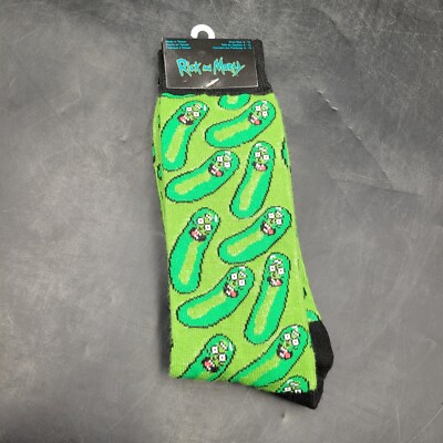 Rick And Morty Green Pickle Rick Socks Shoe Size 6-12 Adult Swim Cartoon Network