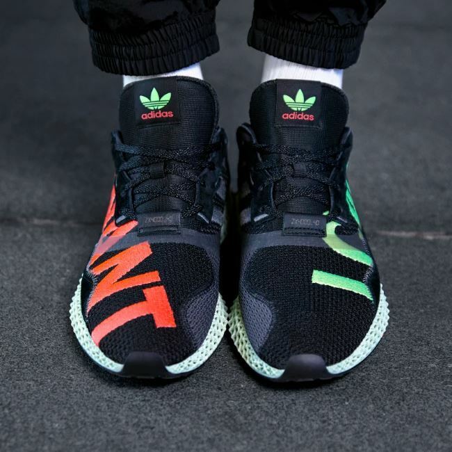Adidas ZX 4000 4D Black / Yellow / Cyan Running Shoes Mens Adidas ZX 4000 4D Black / Yellow / Cyan Running Shoes Mens