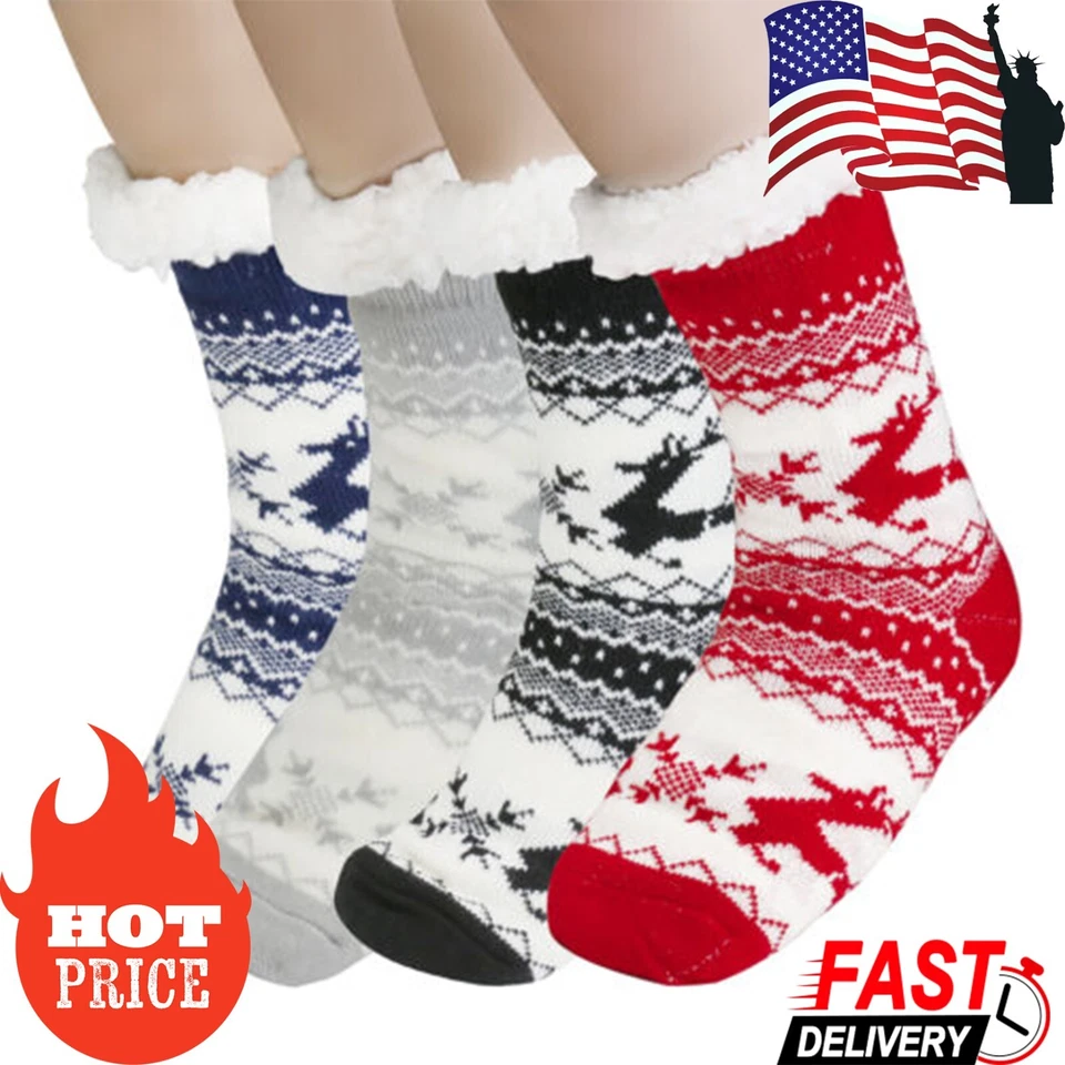 Calcetines de cama Calcetines deslizadores Medias de Navidad engrosados Invierno Cálidos Calcetines Festivos Foto 3 de 4