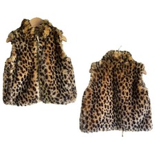 Crewcuts J. Crew Size 3 Faux Fur Cheetah Leopard Vest Full Zip Tan Brown