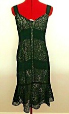ANN TAYLOR LOFT DRESS~4~BLACK LACE OVER BEIGE LINING~MIDI LENGTH~NWT