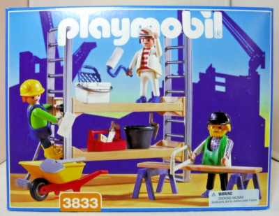 Playmobil Construction Vintage 3833 Scaffold Carpenters,Painters Fr.2000 NISB/B4