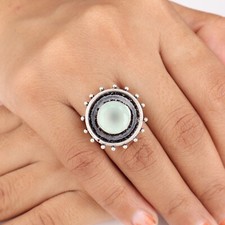 Aqua Chalcedony Gemstone 925 Sterling Silver Handcrafted March Birthstone Ring