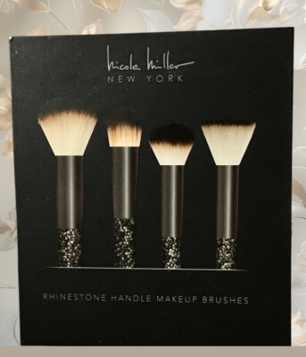 Nicole Miller Makeup 4 Piece Makeup Rhinestone Brushes NEW