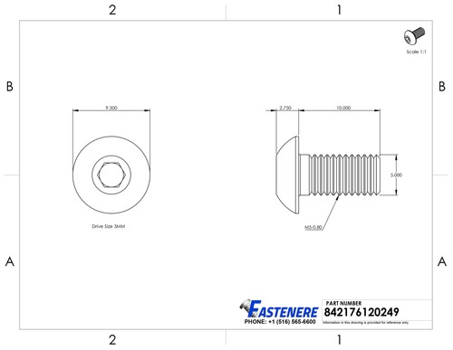 M5-0.80 x 10MM Button Head Socket Cap Screws ISO 7380 Stainless Steel Qty 5000 - Picture 2 of 9